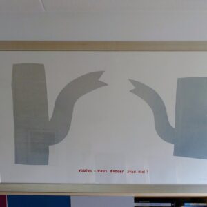 Schilderij houtdruk 'Voulez vous danser avec moi?' door Klaas Gubbels